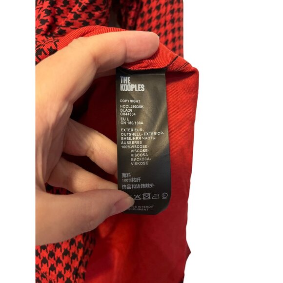 The Kooples Red & Black Houndstooth Long Sleeve Button Down Shirt Sizes S-XXL - Picture 4 of 4